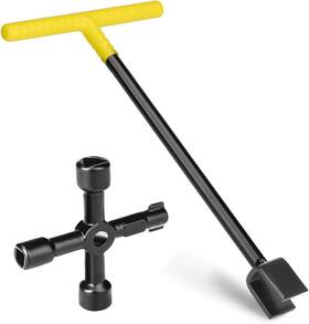 Comfylichi 445005637654 17 Inch 4-way Utility Key With Steel T-handle Water Meter Shut Off Tool For Curb