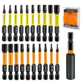 Hexallen20 Comoware 445004784779 21pcs Allen Wrench Drill Bits Metric&sae S2 Steel 1/4 Inch Hex Bit Set