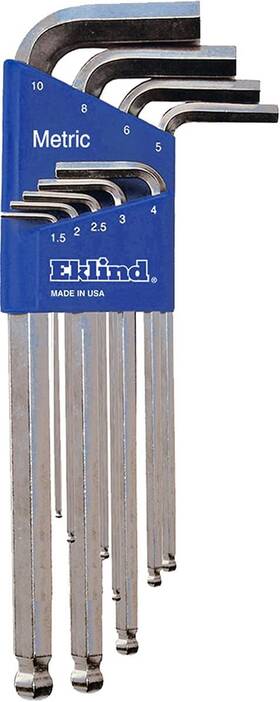 13709 Company 445012358337 Eklind Bright-ball-hex-l Key Allen Wrench - 9pc Set Metric Mm Sizes 1.5-1