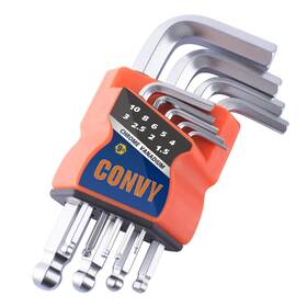 Gj-0052 Convy 680613160010 Allen Wrench Set Hex Key With Arm Ball End Metric Of 9 Pie
