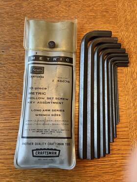 9-46676 Craftsman Vintage -v- Series Metric Long Arm Allen Set Less 3mm - Euc