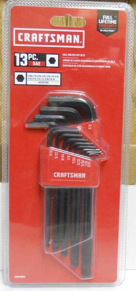 Cmht26013 Craftsman Long Arm 13 Piece Sae Ball End Hex Key Set