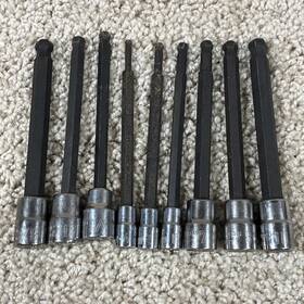 Z-ah17577 Craftsman Long Ball End Hex Bit Driver Socket 4 5 6 7 8 10mm - 1/4 5/16 3/8 9pcs
