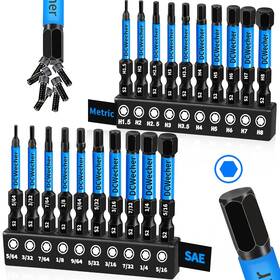 Dcwecher 705354003805 20 Pieces Allen Wrench Drill Bit Set Metric And Sae Hex 2 In Profession
