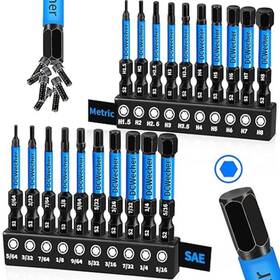 Dcwecher 711181551716 20 Pieces Allen Wrench Drill Bit Set Hex Bits 2 Inch Metric And Sae