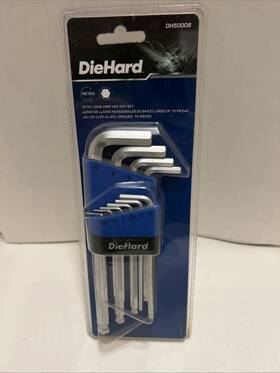 Dh50008 Diehard 10 Pc Metric Long Arm Hex Key Set Storage Caddy Ball End