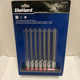 Dhp55087 Diehard 7 Piece Sae Long Ball End Hex Bit Driver Socket Set 1 8 Inch -3/8 3/8 Dr