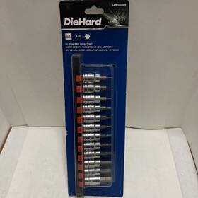 Dhp55089 Diehard 12 Piece Sae Hex Bit Driver Socket Set 1/16 Inch -3/8 3/8 Drive
