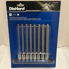 Dhp55091 Diehard 8 Piece Metric Long Ball End Hex Bit Driver Socket Set 3 To 10mm 3/8 Inch