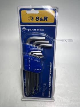 Disen 045363031090 S&r 9 Piece Hex Key Allen Wrench Set Sae Sizes 1/16 To 3/8 Inch Long Ball Point