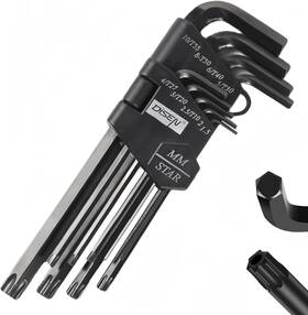 Disen 313026276251 Upgraded 2 In 1 Torx Star And Metric Allen Hex Key Sets 9 Pieces