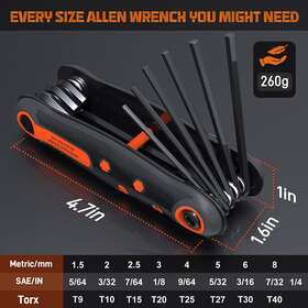 Disen 445000597502 25 Piece Folding Allen Key Set 3-pack Sae And Metric Hex