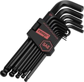 Disen 744110616347 13-piece Hex Key Allen Wrench Set Sae Sizes 1/20-3/8 Inch Long Arm Ball End