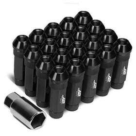 Ln-t7-026-15-bk Dna Motoring 7075 Aluminum Black M12 X 1.5 25mm Od / 70mm 20x Lug Nut 1x Key