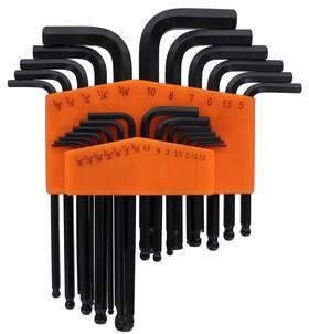 Drixet 815518026929 Orange Sae-inch/metric/mm Ball Point Hex Socket Driver Allen Key Combo Set.