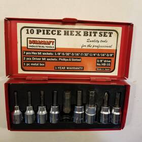 Hb-10 Duracraft 10 Piece Hex Bit Set Missing 1/4 Inch And 3/8