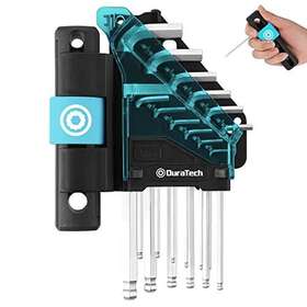 Duratech 820909770718 Allen Wrenches Set T Handle Hex Key 12 Pieces Long Arm Ball End Wrench S