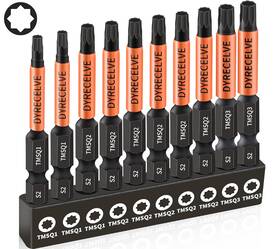 Dyrecelve 705353065187 Professional 10-pack 8 Point Torx Star And Double Square Bit Set - Premium S2 Allo
