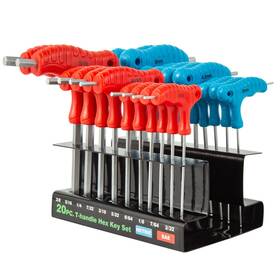 Dytert 715748657934 20-piece T-handle Allen Hex Key Wrench Set Long Arm Ball-head Design Metric
