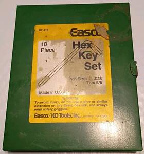 92-418 Easco 18 Piece Set Kd Tools Lancaster Pennsylvania .028-5/8 Sizes Missing 1 Key