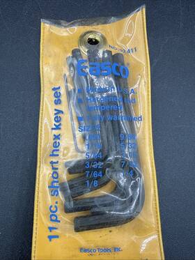 92-471 Easco Allen Wrench Hex Key Set With Pouch Tools Usa 11pc Short Nos