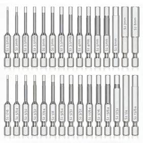 Eeekitonline 655887912948 30pcs Hex Head Allen Wrench Drill Bit 1/4 Inch Shank Metric And Sae Magnetic Tips Tool
