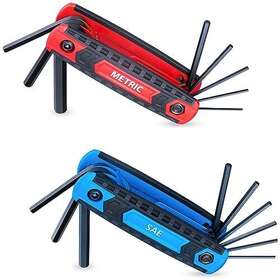Efficere 858574007860 17-piece Premium Folding Hex Key Wrench Set Metric 1.5mm - 8mm Sae 5/64 Inch 1/