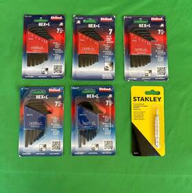 210.h-4 Eklind Lot Of 5 Hex Key L- Wrenches Set 7 Pcs Metric And Inch