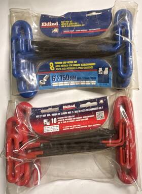 53608 Eklind 53190 T-handle Hex Key Set Metric Long Arm Steel Red Blue 10pc 8pc