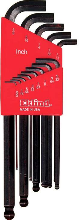050-3 Eklind Tool 037516131133 13113 Stubby-ball-hex-l Key Allen Wrench - 13pc Set Sae Inch Sizes .050-3/8 L
