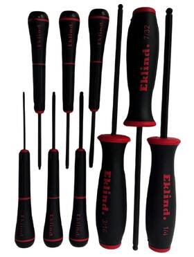 Eklind Tool 037516901095 90109 Ball-hex Allen Screwdriver - 9pc Set Sae Inch Sizes 5/64-1/4