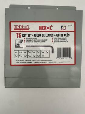 028-3 Eklind Tool 10115 Hex-l Key Allen Wrench - 15pc Set Sae Inch Sizes .028-3/8 Short Series