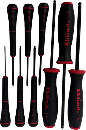 90109 Eklind Tool Company 744110106718 Ball-hex Allen Screwdriver - 9pc Set Sae Inch Sizes 5/64-1/4