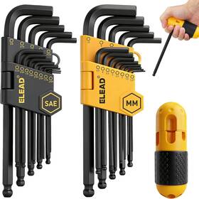 Elead 313015387364 Hex Key Allen Wrench Set 27-piece Premium Mm 1.27mm-10mm And Sae 3/64 Inch -3/8