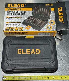 E70025 Elead 20pc Extra-long Allen Hex Bit Socket Set 3/8 Inch Drive Sae And Metric Impact Ratchet