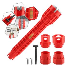 00049 Elegicklip 14-in-1 Multi-functional Wrench Faucet Sink Installer Tool For Red