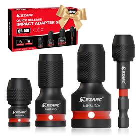 80631001 Ezarc 4 Pcs Impact To 1/4 Hex Converter 1/2 3/8 1/4-inch 1/2ftft 3/8ftft 1/4ftft