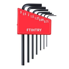 Pl003-6 Ftihtry 7pcs Mini Metric Hex-l Key Allen Wrench 0.7mm 0.9mm 1.27mm 1.5mm 2mm 2