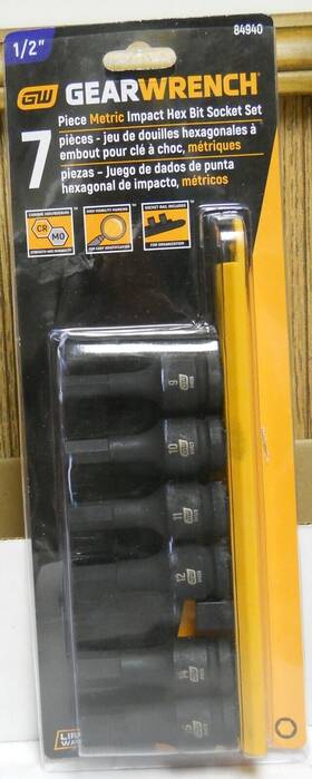 Gearwrench 099575849411 84941 Sae Impact Hex 7 Piece 1/2 Inch Bit Socket Set