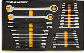 86527 Gearwrench 28 Piece 72t Metric Standard And Stubby Ratcheting Wrench Set Chrome