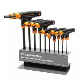 Gearwrench 705353347443 Sae Ball End T-handle Hex Key Set With Metal Benchtop Stand 10-piece