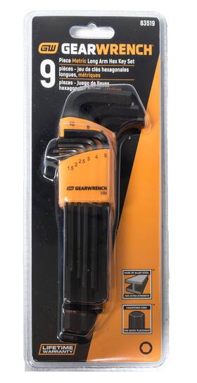 83519 Gearwrench Apex Tool Group 9 Piece Metric Long Arm Hex Key Set Part Number