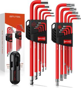 Get015fr Getlitool 18pcs Hex Key Set Metric Allen With T-handle Long Arm Ball &
