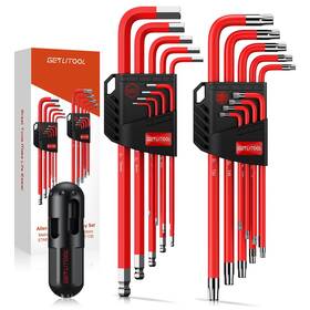 Get017be Getlitool 18pcs Allen Key Set S2 Steel Magnetic Hex With Torque Handle Long B