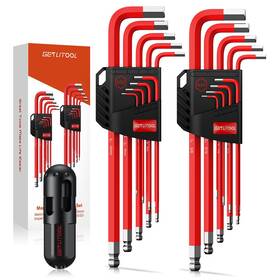 Get018be Getlitool 18pcs Magnetic Allen Key Set S2 Steel Long Wrench Metric 1.5mm-10m