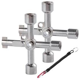 Ht0231-fba Gold Deer 4 Way Utilities Key With Lanyard Electric Cabinet Panel Keys Multi-functional