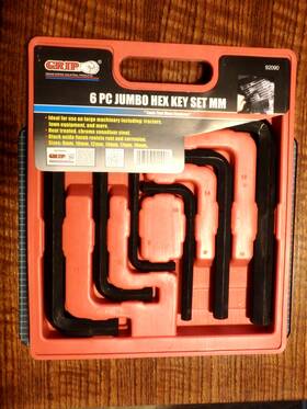 92090 Grand Rapids Industral Grip Industreual Jumbo Hex Key Set 6 Piece 8 10 12 14 17 19 Mm