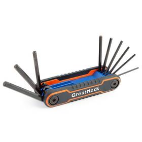 Great Neck 076812742087 Greatneck 74208 9 Piece Folding Sae Hex Key Set Allen Labeled Wrench Siz