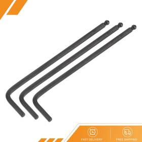 Gryfton 601968558413 3pcs - 4mm Ball End Hex Key Wrench L Shaped Long Arm Cr-v Repairing Tool Black