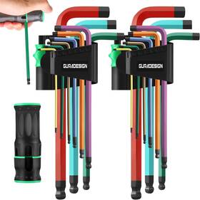 Ly045 Guradesign 19-piece Allen Wrenches Set Hex Key Metric And Sae Extra Long